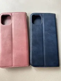 iPhone11用手帳型ケース ピンク&ネイビー