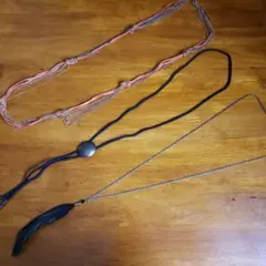 ピンク シルバー レイヤード ネックレス3本セット