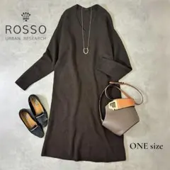 ROSSO＊ウール100% Vネックニットワンピース／F（M〜L相当）