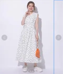 アプワイザーリッシェ　カラータックワンピース　ドット　特殊ホワイト