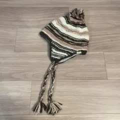 xnix.w ストライプ柄 ポンポン付き　ニット帽