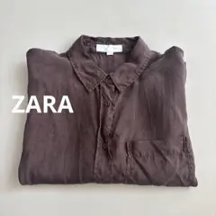 ザラ　ZARA シャツ　ワイドシャツ L ブラウンのサムネイル