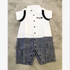 新品・未使用 カフェ風 シャツロンパース 70サイズ