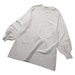 自由区　ボリュームスリーブ　ニットトップス　セーター　アイボリー　洗える　38