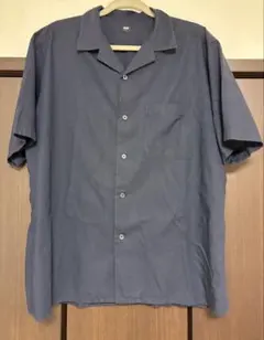 ユニクロ オープンカラーシャツ 半袖 ブラック L