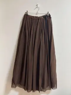 pas de calais シルクフレアスカート ブラウン 38のサムネイル