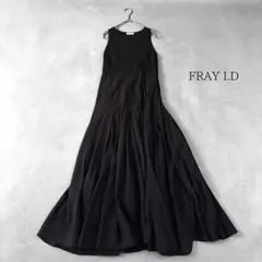 美品 FRAY I.D ニットコンビノースリーブワンピース 黒 Aライン ロング