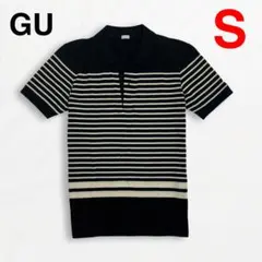 GU ジーユー ボーダー ポロシャツ / ブラック S