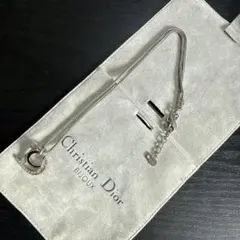 Christian Dior ラインストーン付きCDチャームネックレス　シルバー