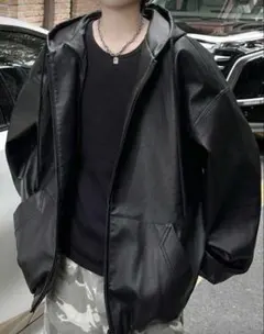 レザージャケット フード