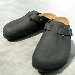 極美品 ビルケンシュトック ボストン 本革 サボサンダル ブラック 黒