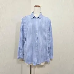 アメリカンホリック 長袖 ストライプシャツ サックス（M）