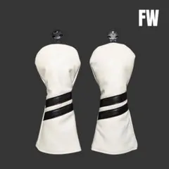 헤드커버 페어웨이 우드 FW 2 카운트 태그 화이트/블랙 라인