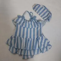branshes　女の子用水着 ワンピース 90cm 水色ストライプ