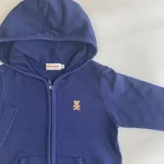 ミキハウス フード付きトレーナー 80 ネイビー