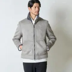 未使用級✨完売品 TETE HOMME フェイクムートンブルゾン グレー Lのサムネイル