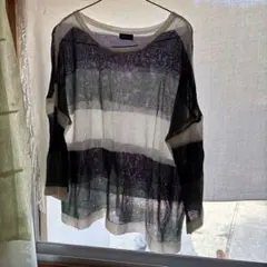 ストライプ オーバーサイズニット 長袖