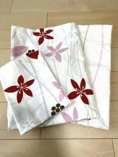 花柄と波線デザインのシングル　掛け布団・敷布団・枕のカバー　3点セット