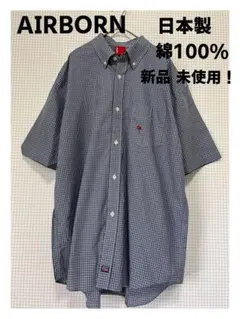 AIRBORN アシックス メンズ トップス 半袖シャツ チェック ワンポイント