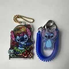 ディズニー 二層アクリルキーホルダー＆コイルキーチェーン スティッチ