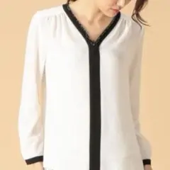 ANAYI　アナイ　ビジュー付きジョーゼットブラウス　36