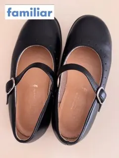 familiar 17cm 黒 ストラップ付き フォーマルシューズ　お受験