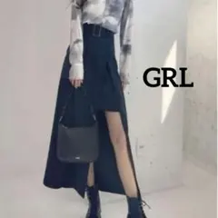 k0896 GRL ベルト付アシンメトリースリットタイトスカート ブラックのサムネイル