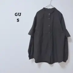 ジーユー　ラッフルスリーブブラウス　バンドカラー　オフィカジ　大人可愛い　Ｓ