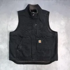 美品 carhartt カーハート ダック ベスト ブラック XL カスタム Carhartt カーハート ワッペン付き ダックベスト ブラック S