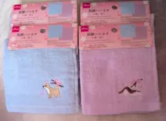 刺繍ハンカチ　いぬ　ねこ 4枚セット