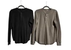 UNIQLO ワッフルヘンリーネックT 長袖 2色セット