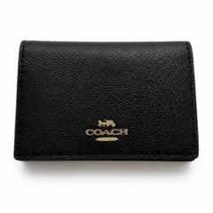 【美品】COACH コーチ 名刺入れ カードケース ブラック レザー シンプルのサムネイル
