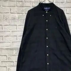 ラルフローレン長袖シャツ！ブラックL ロゴ刺繍 0303