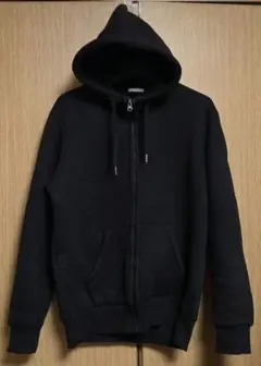 GUブラック フルジップ パーカー フリースボア