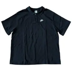 NIKE ナイキ ビッグシルエット ポロシャツ XL 黒 刺繍ロゴ ゆるだぼ