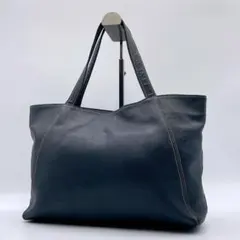 KITAMURA トートバッグ A4可 レザー 濃紺 ポーチ付 ゴールド金具