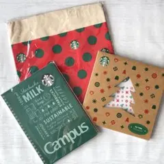 ②スターバックス クリスマス ホリデー バッグ ノート プレート 3点セット