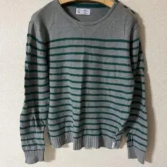 CIAOPANIC TYPY グレーとグリーンのストライプセーター L