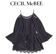 セシルマクビー　オフショル　レースブラウジングチュニック　ミニワンピ