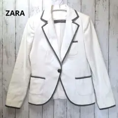 【ZARA】ザラ ジャケット S ホワイト パイピング コットンのサムネイル