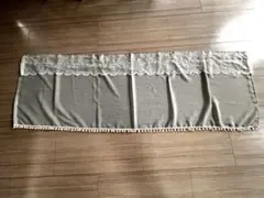 レース装飾付きカフェカーテン グレーのサムネイル