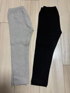 【状態良】UNIQLOリブレギンスライトグレー ブラック 100cm ２本セット