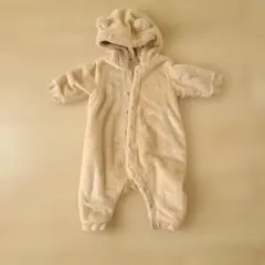 UNIQLO BABY フリース カバーオール くま耳 ベージュ 70のサムネイル