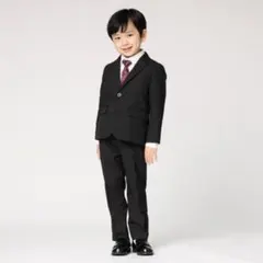 COMME CA ISM ブラックスーツ 120A　ネクタイ　サスペンダーつき