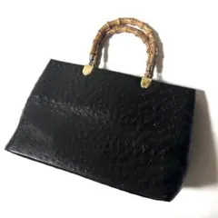 マカ123 美品 グッチ ハンドバッグ カゴバッグ エナメル バンブー