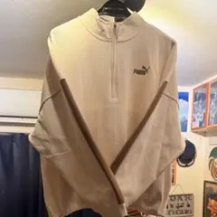 値引き可) PUMA ベージュ ハーフジップ トレーナー