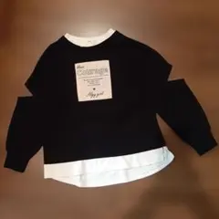 ALGY 重ね着風長袖カットソー 黒/白