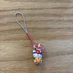 (新品未使用)ご当地キティ　根付けストラップ　沖縄限定　花笠ハイビスカス