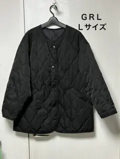 ブラック キルティングジャケット　ノーカラー　Ｌサイズ