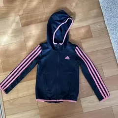 adidas フード付きジャージ 黒/ピンク